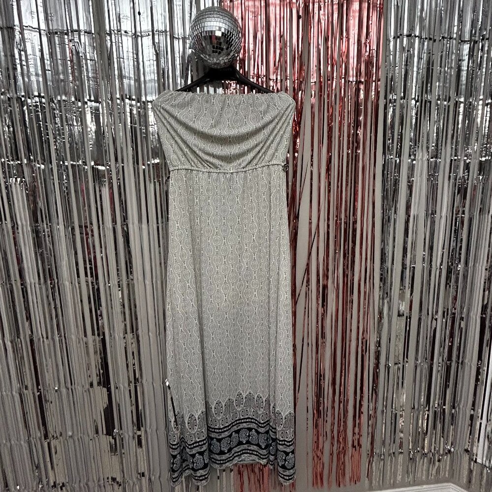 ARDENE Tube Dress Women Size XL Gray White Cocktail Party Formal Strapless